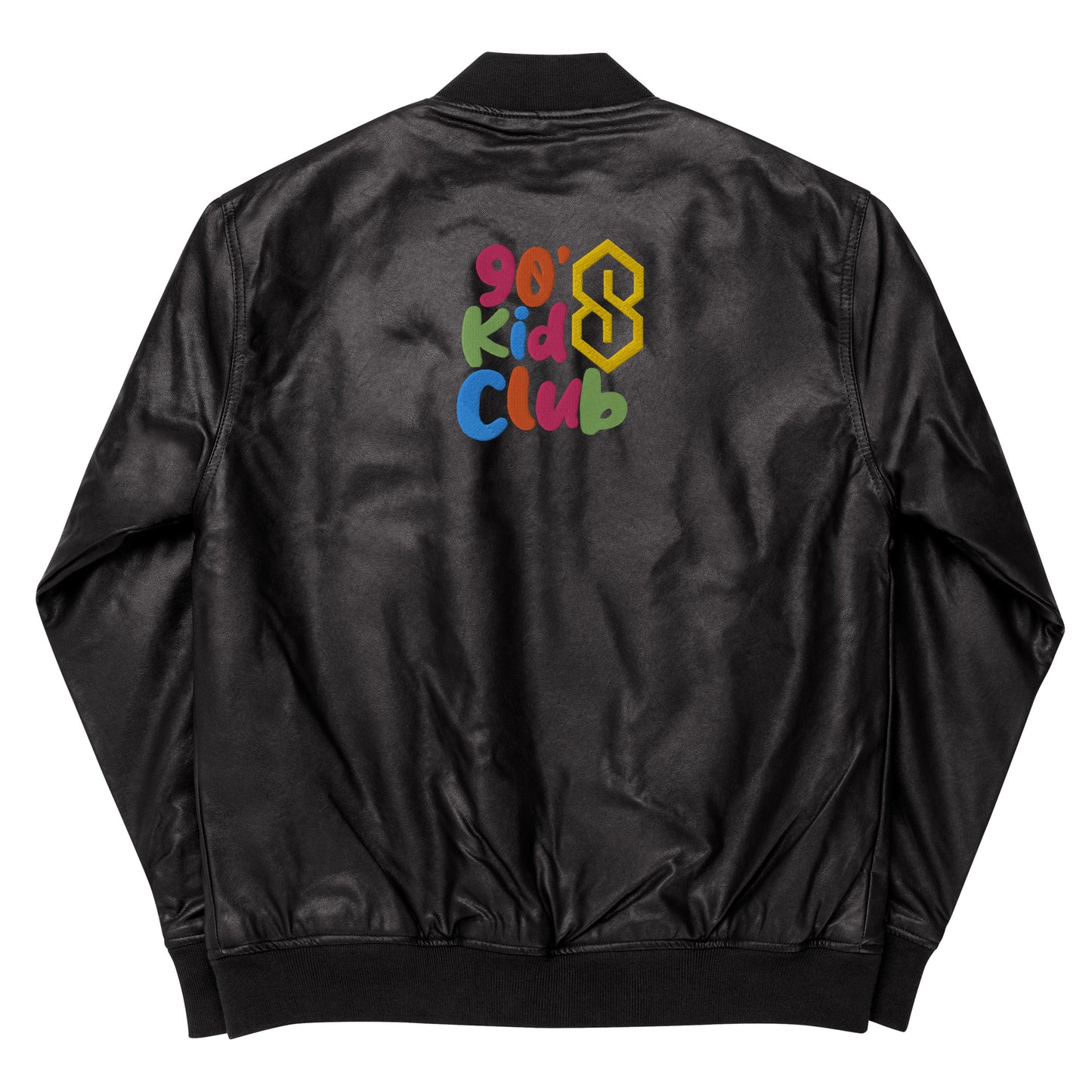 90s Kids Club Leather Bomber Jacket