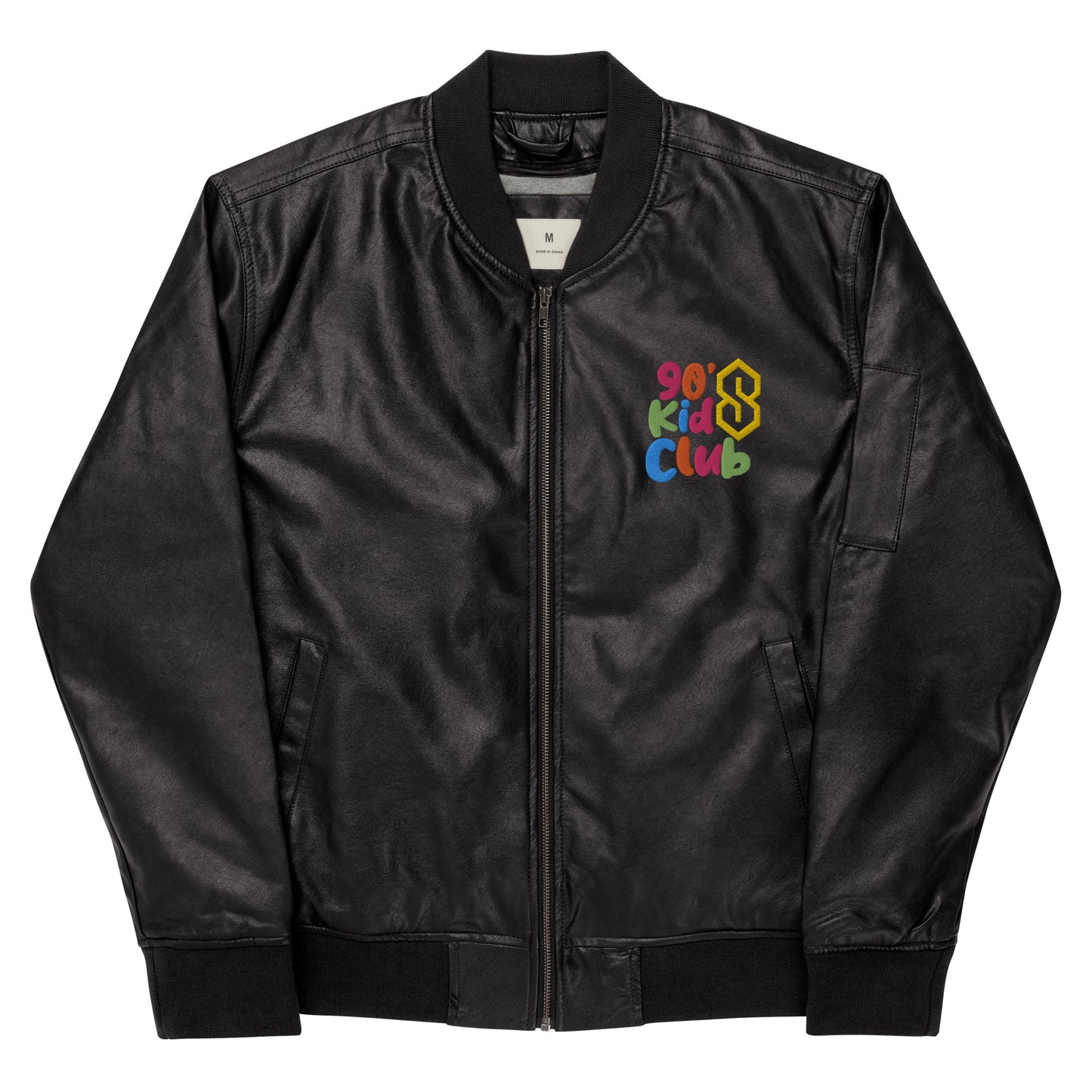 90s Kids Club Leather Bomber Jacket