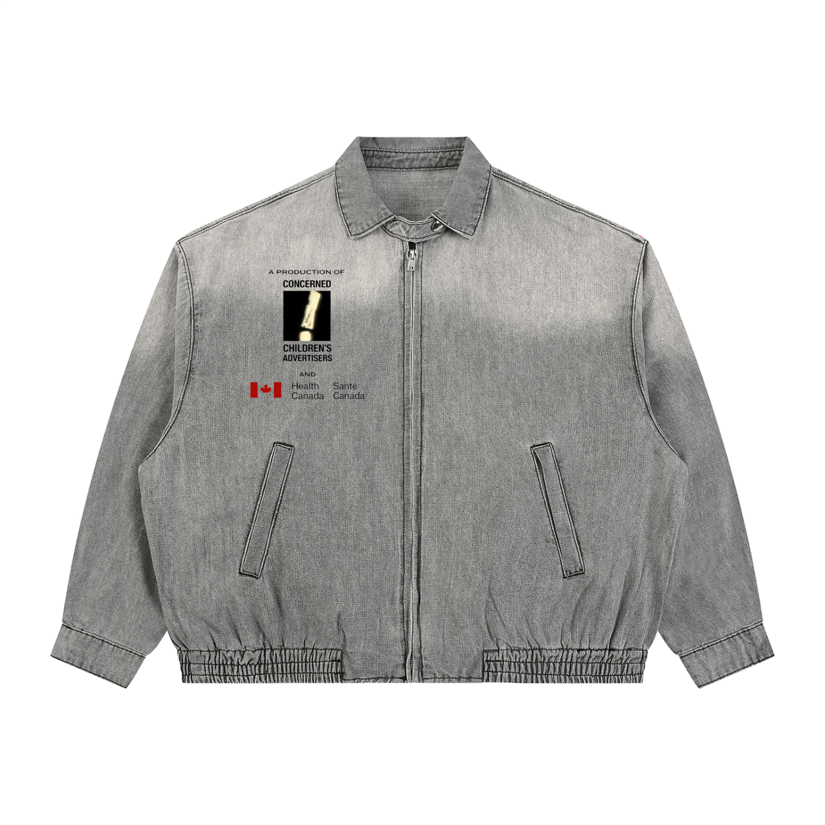 Unisex Vintage Wash Full-Zip Denim Jacket