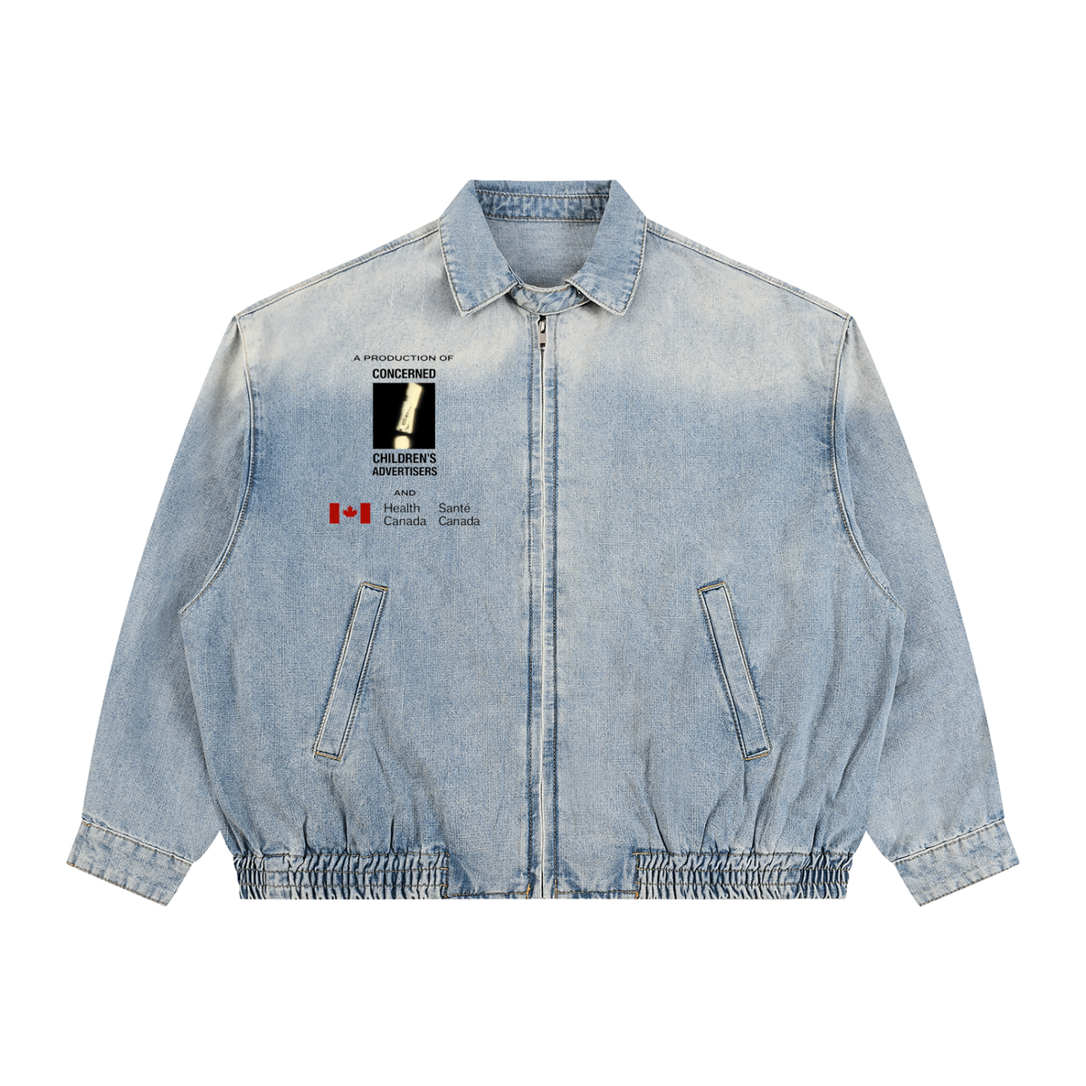 Unisex Vintage Wash Full-Zip Denim Jacket
