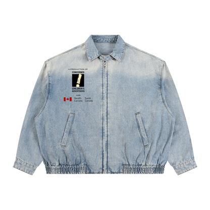 Unisex Vintage Wash Full-Zip Denim Jacket