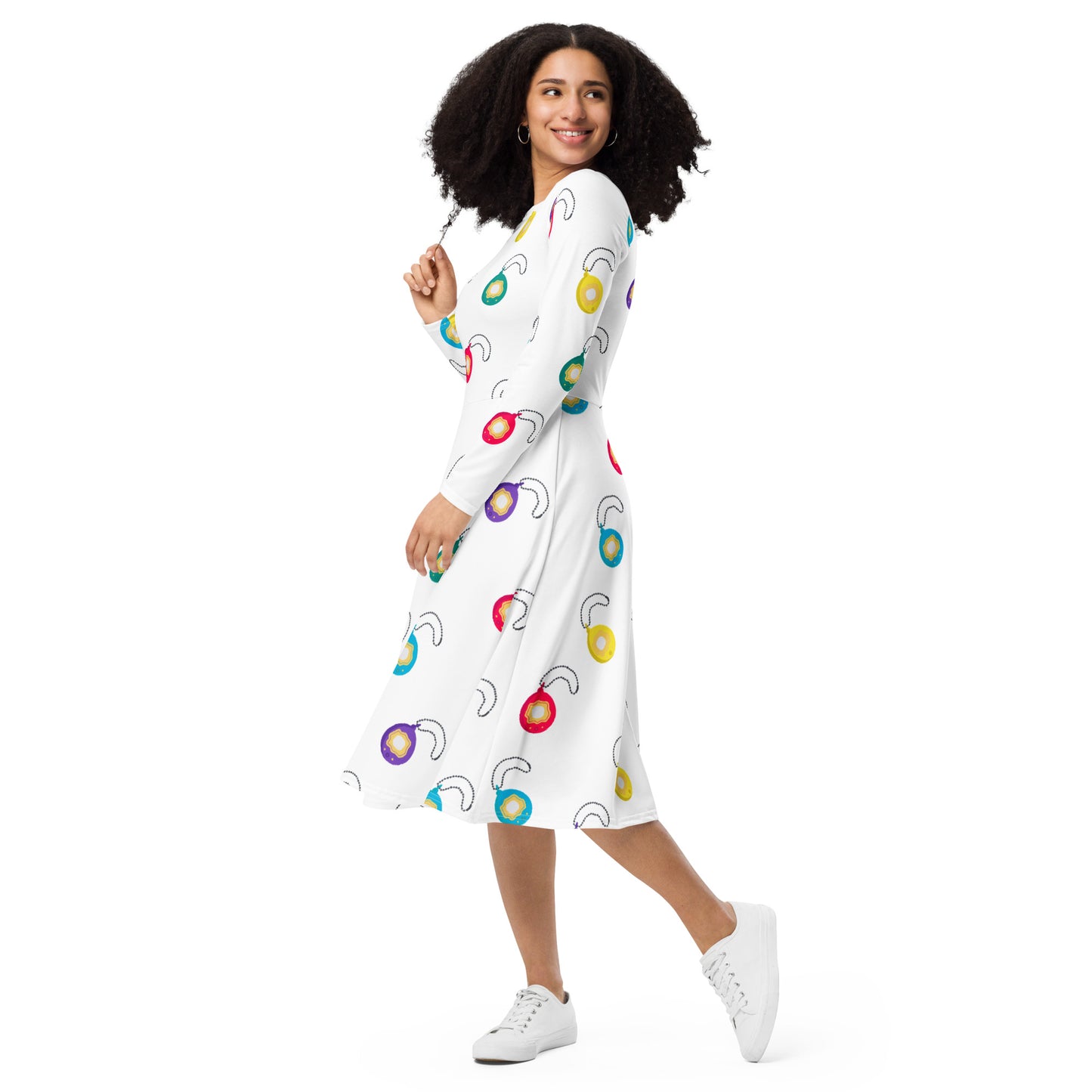 ‘Tamagotchi long sleeve midi dress